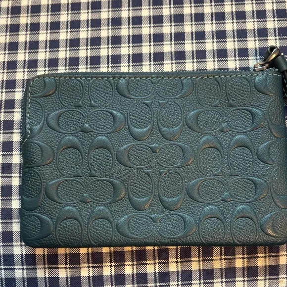 Coach Dark Green Embossed Wristlet - Picture 4 of 8